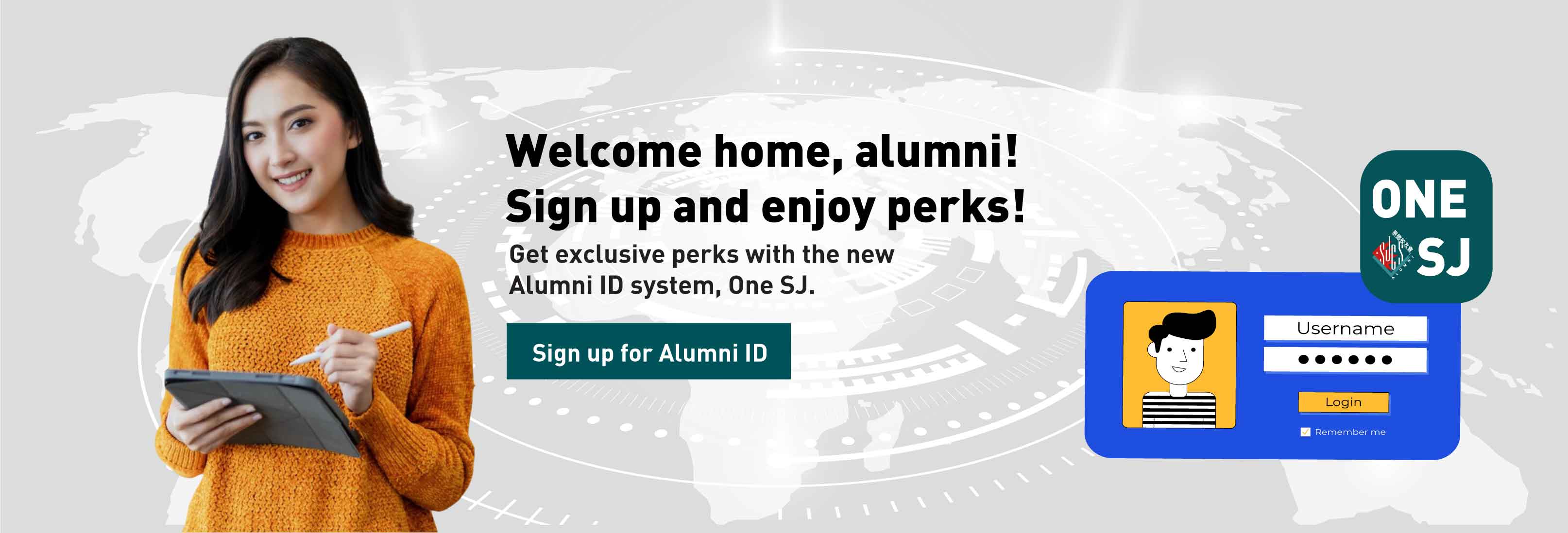 Sign up as an alumni banner